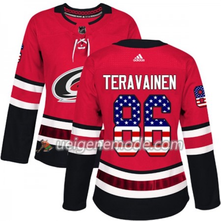 Dame Eishockey Carolina Hurricanes Trikot Teuvo Teravainen 86 Adidas 2017-2018 Rot USA Flag Fashion Authentic